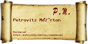 Petrovitz Márton névjegykártya